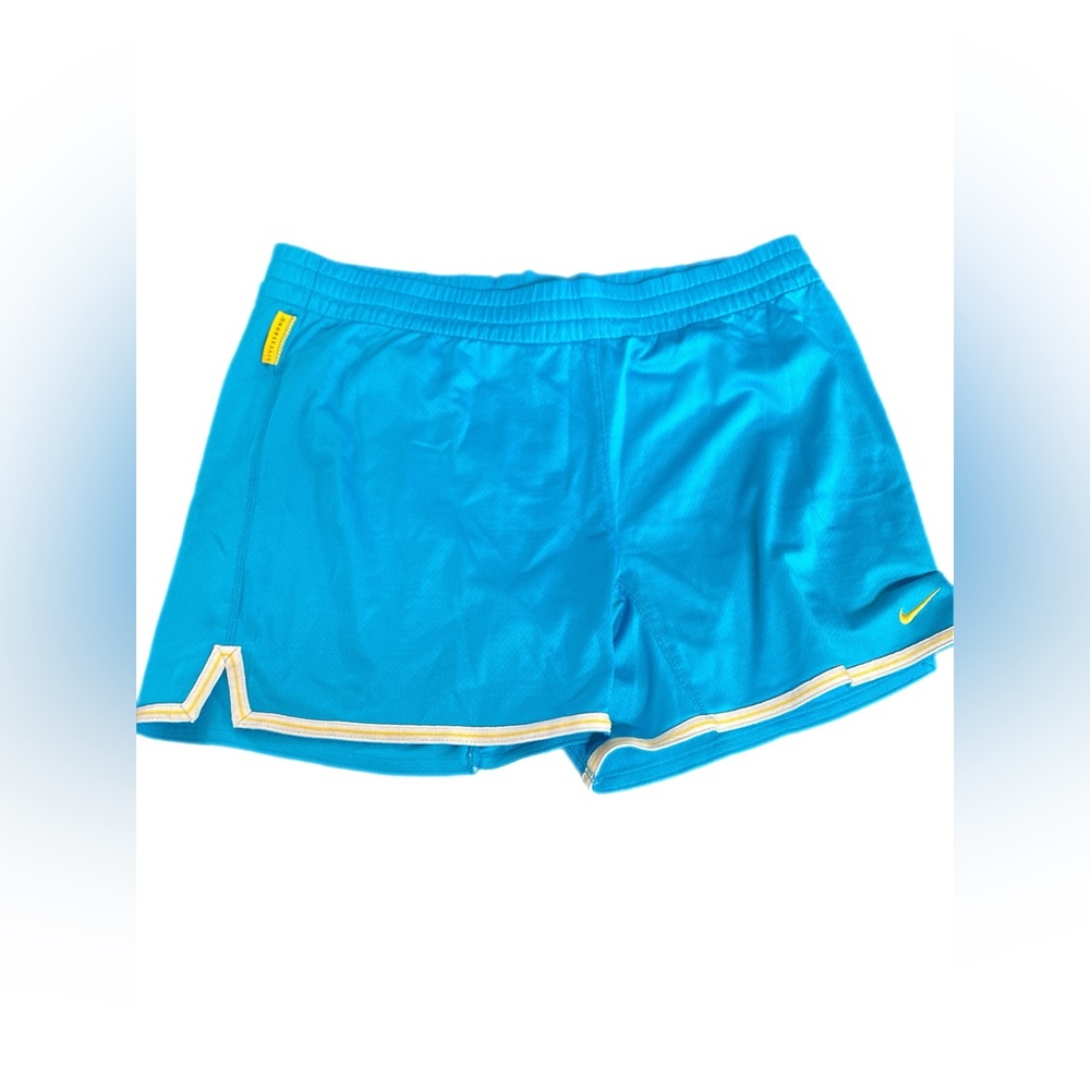 Nike Live Strong Women’s athletic shorts blue and yellow size S